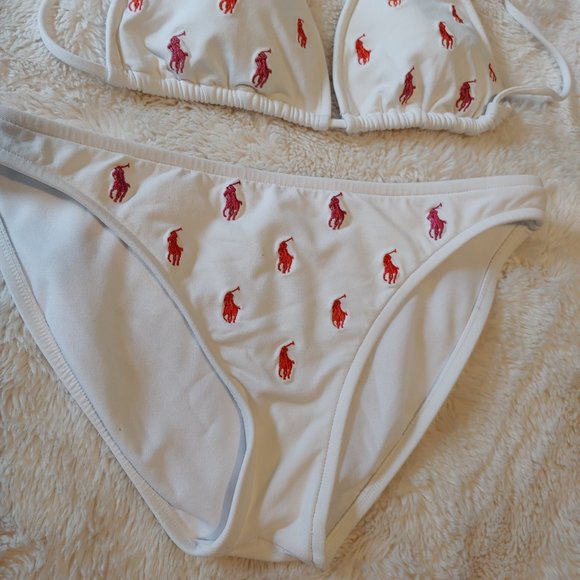 Ralph Lauren Polo Logo Bikini Bathing Suit top and Bottoms blue label - Picture 3 of 12